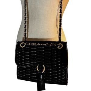 Aimee Kestenberg quilted  Black leather Tassel Shoulder Bag